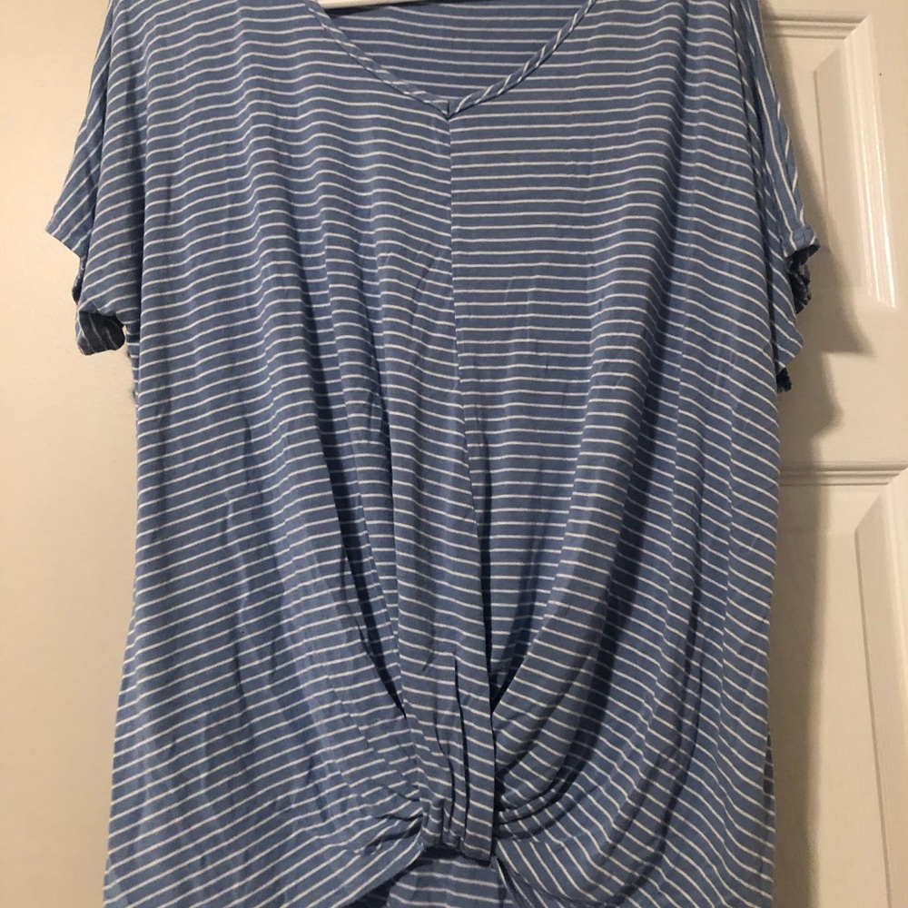 Blue and white striped women shirt